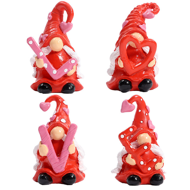 Valentine's Day Resin Decorations Set - Love Theme Wedding & Party Ornaments