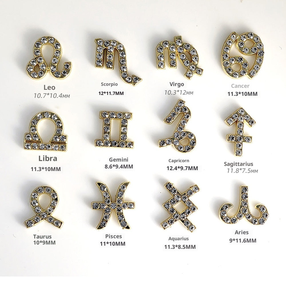 Zodiac Nail Art Accessories Alloy Inlaid Diamonds - Multiple Variants