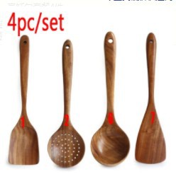 Lengthened Wooden Spatula Set Non-Stick Cooking Kitchenware Multiple Sizes