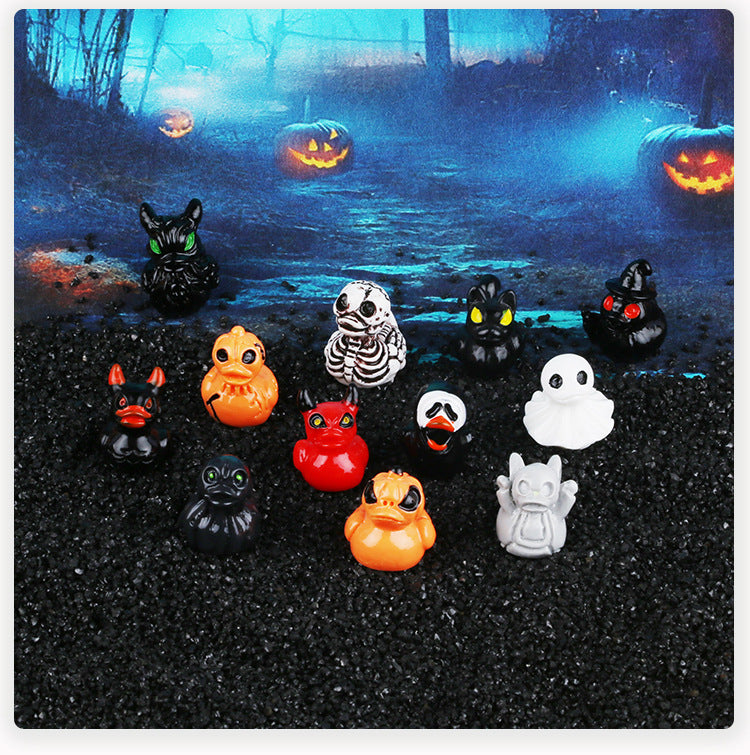 Halloween Ghost Duck Decoration Set - Resin Festive Party Decor