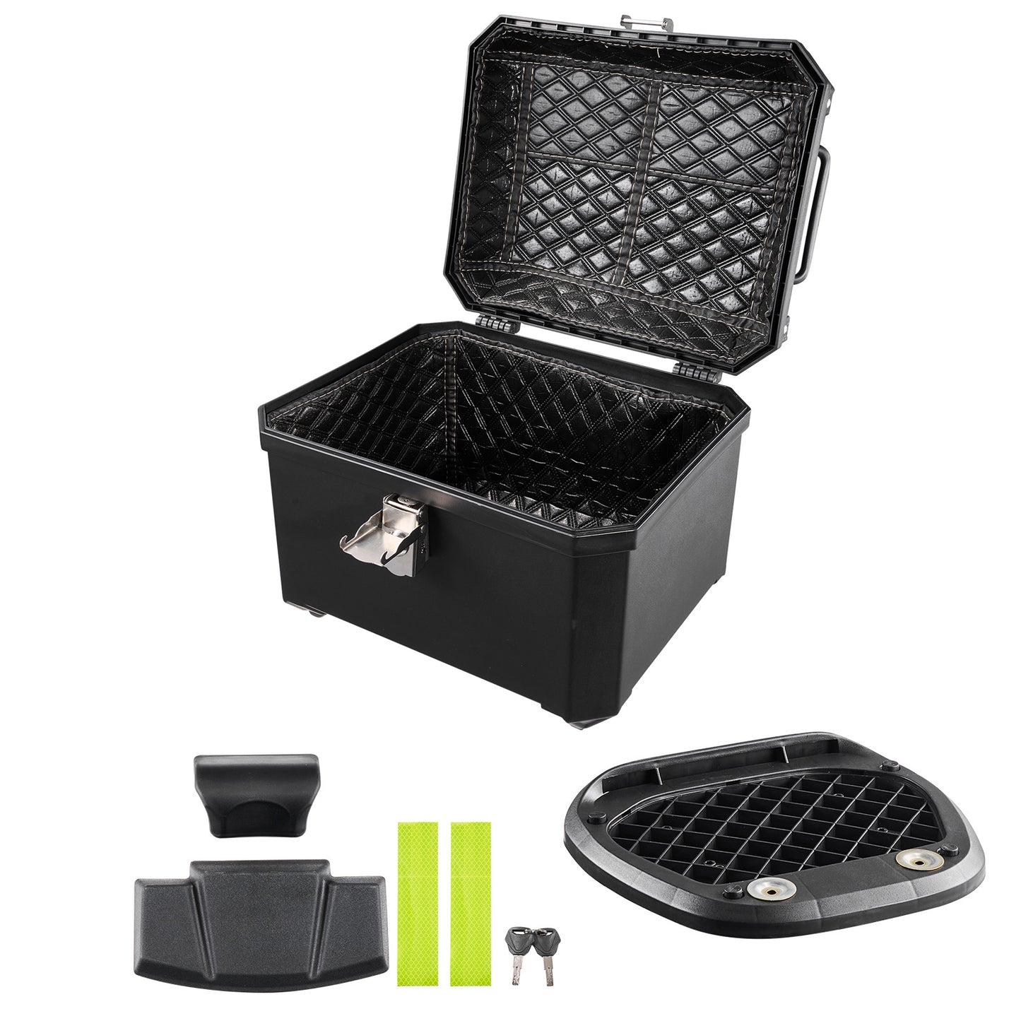 45L Waterproof Motorcycle Top Case with Lock & Leather Liner - Universal Tail Storage Box