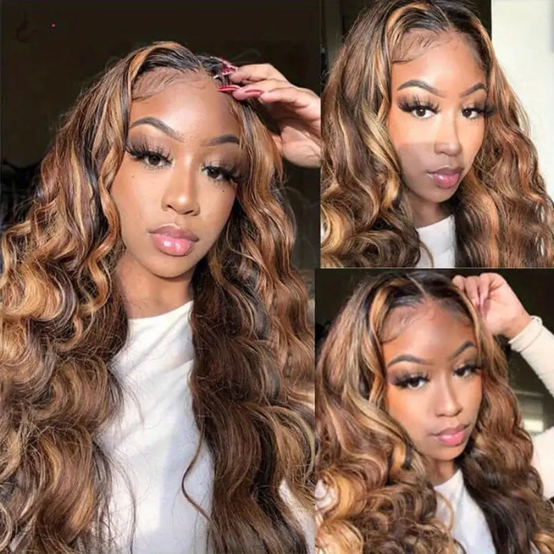Women's Long Curly Highlight Wig with Multiple Colors & Lengths - Synthetic Hair