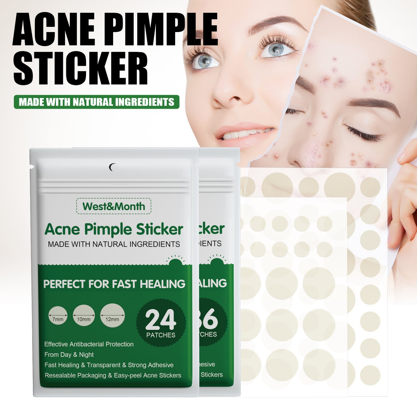 Invisible Acne Patch with Tea Tree Oil - Waterproof Blemish Spot Treatment