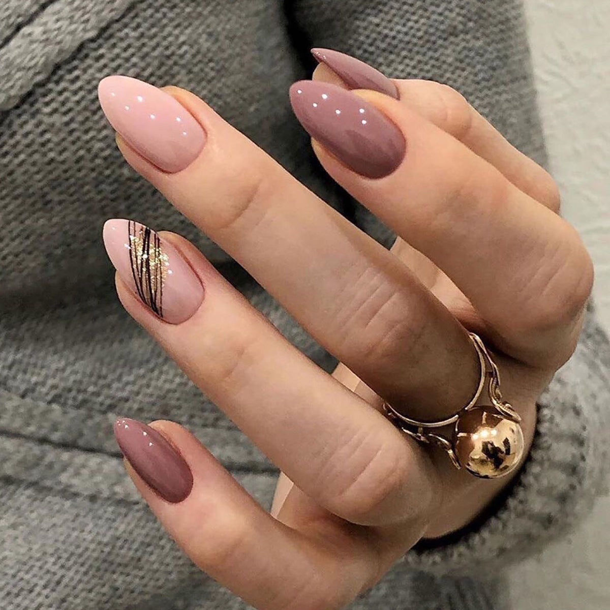 Waterproof Nail Art Stickers with Gold Thread - 24 Pieces