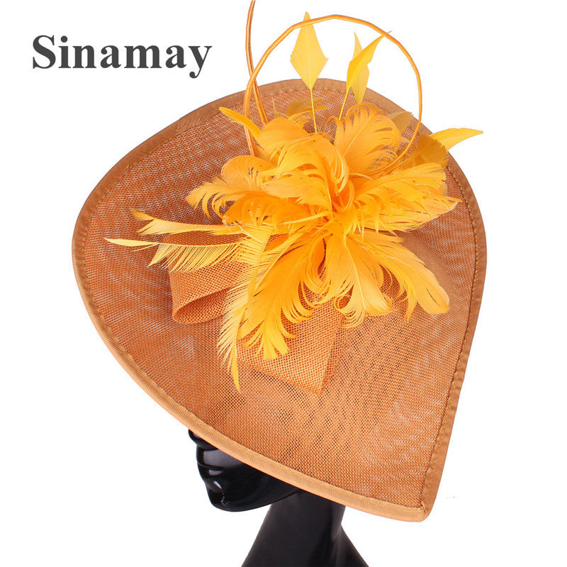 Dome Top Hat with Feathers - Women's Hair Clip