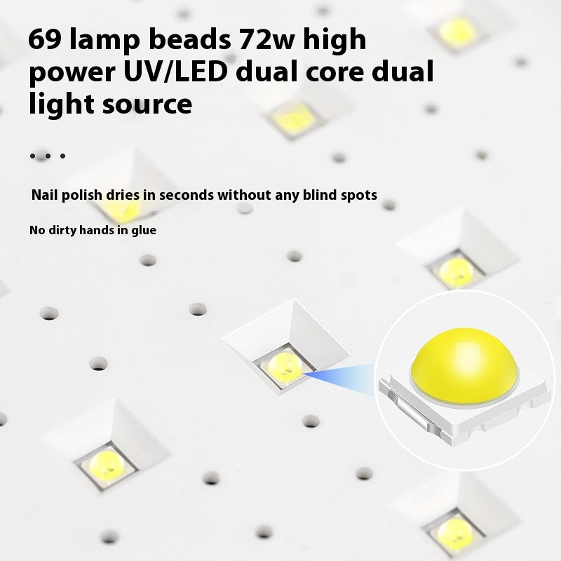 High Power 69 LED Nail Phototherapy Lamp with Hand Pillow - UV/LED Drying Machine