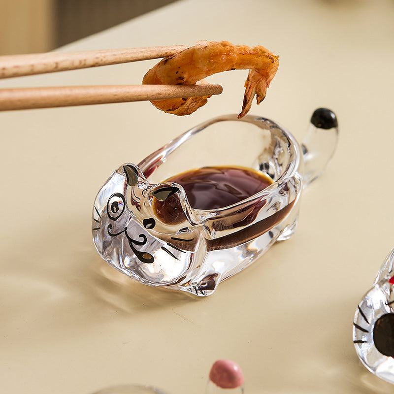 Cat Crystal Glass Saucer Dish for Kitchen & Dining - Multiple Colors