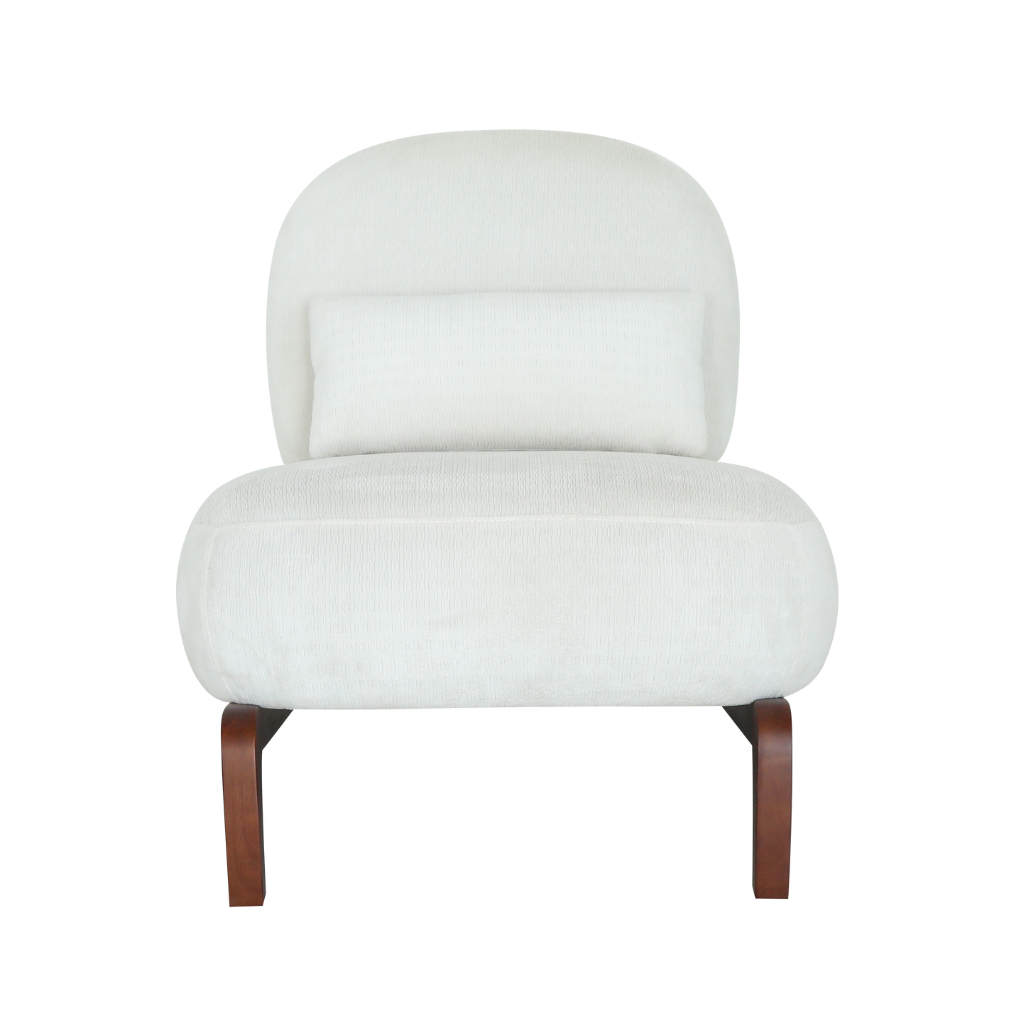 Cozy White Accent Chair with Solid Wood Legs - Armless Design