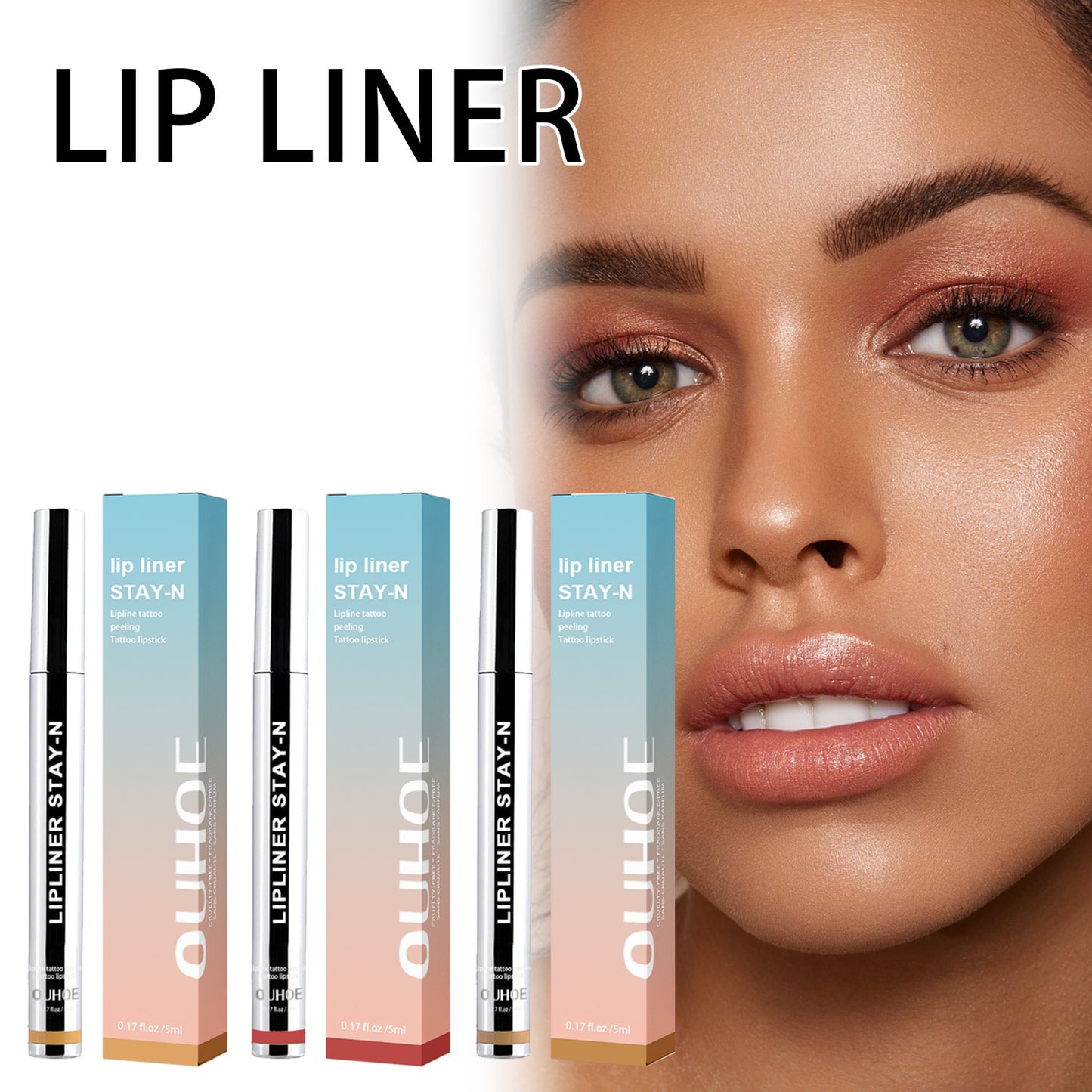 Peel-Off Lip Liner Burgundy Makeup Set 5ml for Lip Definition & Color