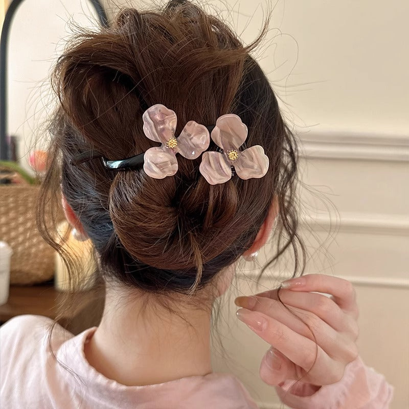 Elegant Flower Petal Hairpin - Retro Head Updo Accessory in Multiple Colors