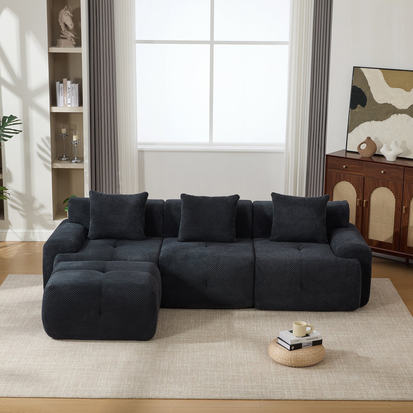 104.3" 4-Piece L Shaped Modular Sectional Sofa Set - Charcoal