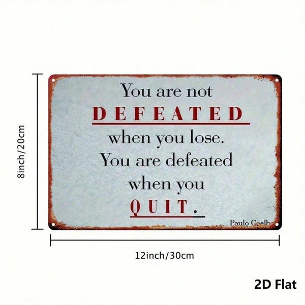 Never Give Up Inspirational Metal Sign - Vintage Wall Art 8x12