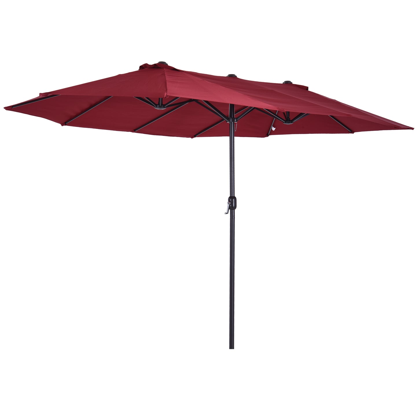 15 ft Double-Sided Patio Umbrella with Crank - Wine Red