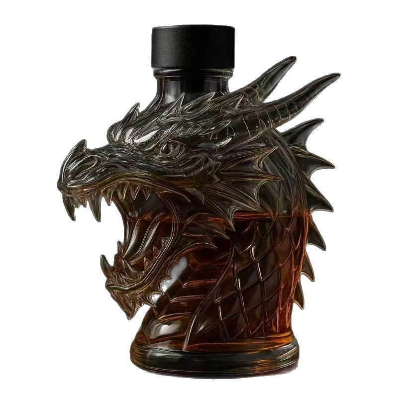 Dragon Head-Shaped Whiskey Bottle with Faucet - High Borosilicate Glass 400ml