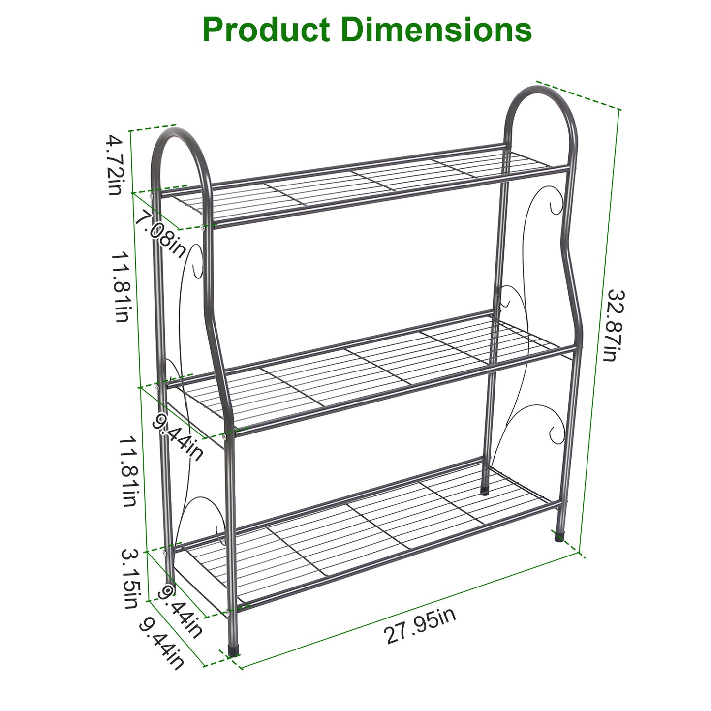 3-Tier Plant Stand Shelf with Detachable Shelves Garden Display Rack