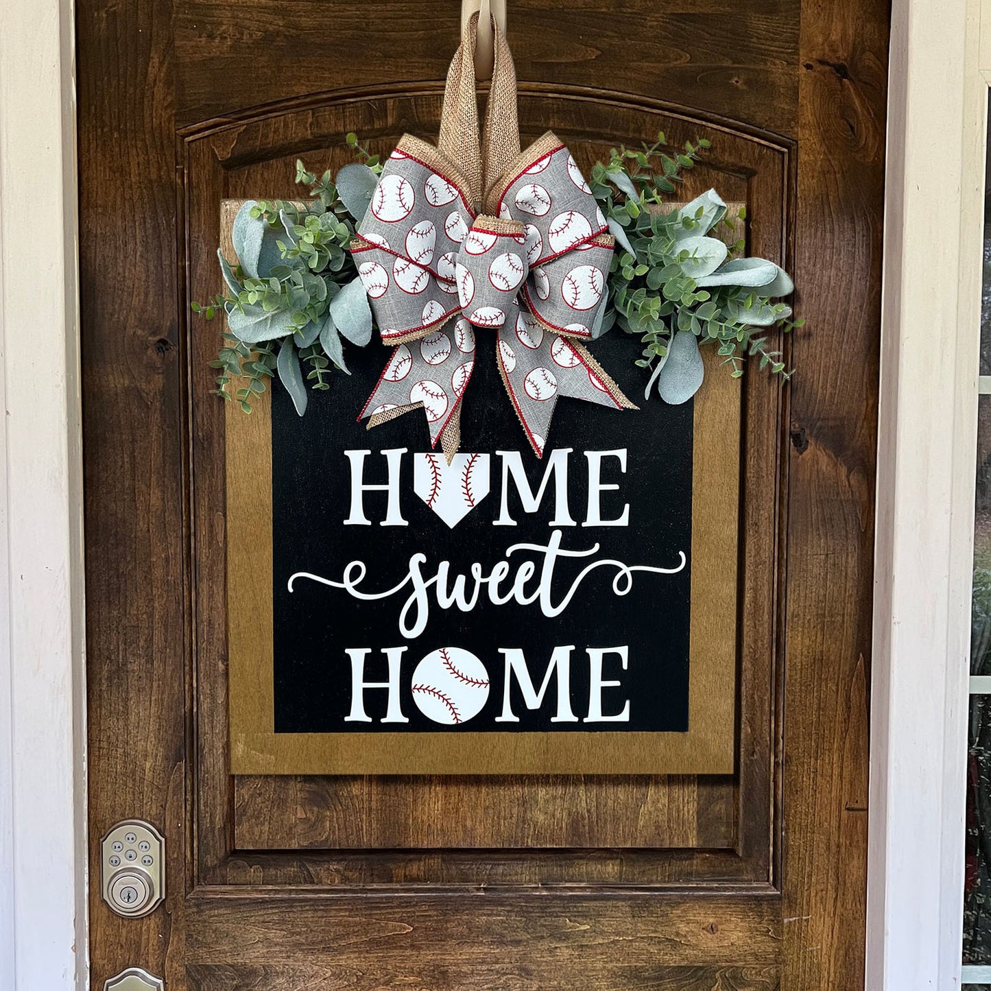 Front Door Summer Decoration Garland - Baseball Floral Wreath for Home & Garden