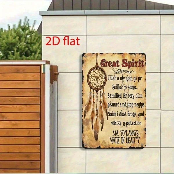 Retro Dream Catcher Metal Art Plaque - Inspirational Home Decor