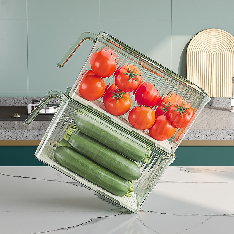 Food-Grade Transparent Drainable Refrigerator Storage Container Set
