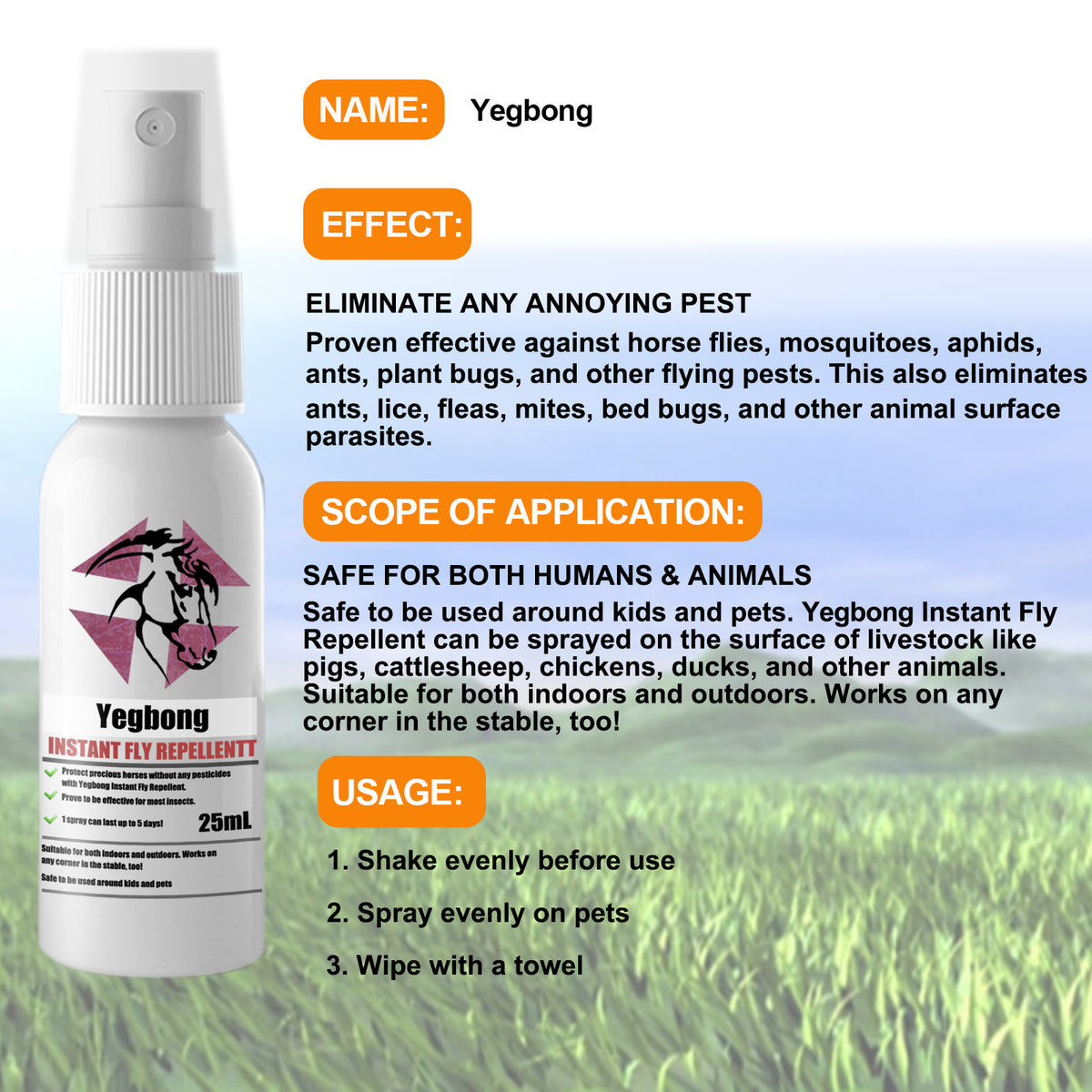 Pet Flea & Tick Spray - 25ml Pest Repellent for Dogs Cats Horses, Safe & Effective