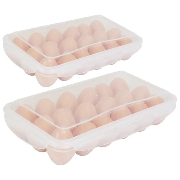 2Pcs Egg Holder Stackable Plastic Storage Box Rack For Refrigerator