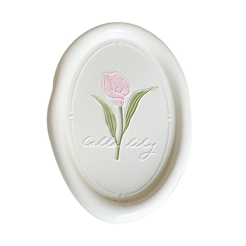 Ceramic Calla Tulip Pattern Dinner Plate - 27x17.5cm Kitchen Tableware