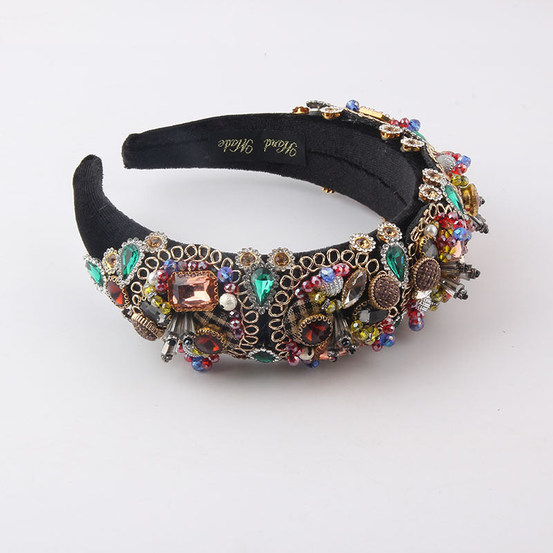 Baroque Diamond Headband - Black