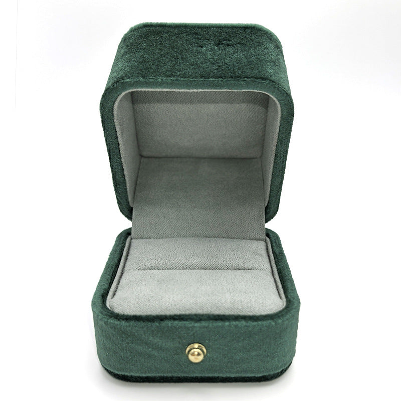 Velvet Ring Box with Gold Buckle - Rounded Jewelry Storage Organizer