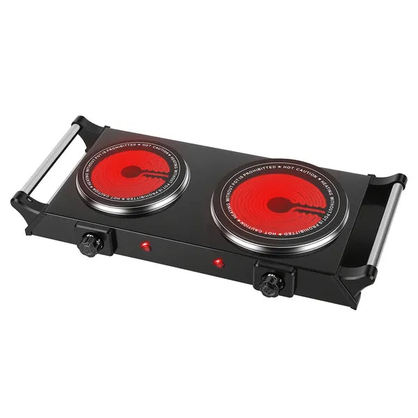 1800W Electric Double Burner Hot Plate with 5 Temperature Settings