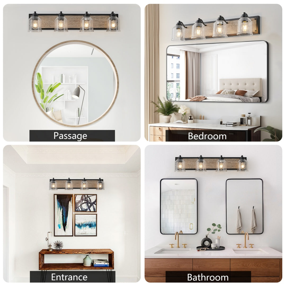 32-Inch Farmhouse Vanity Light Fixture - 4-Light Wall Sconce