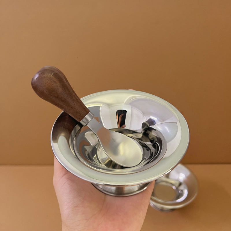 Stainless Steel Salad Bowl Ice Cream Cup Set - Modern Kitchen Storage