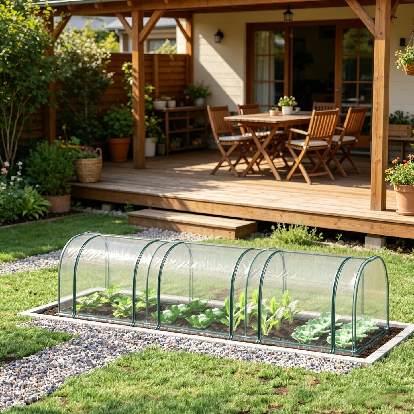 Portable Tunnel Greenhouse - Clear & Dark Green Options