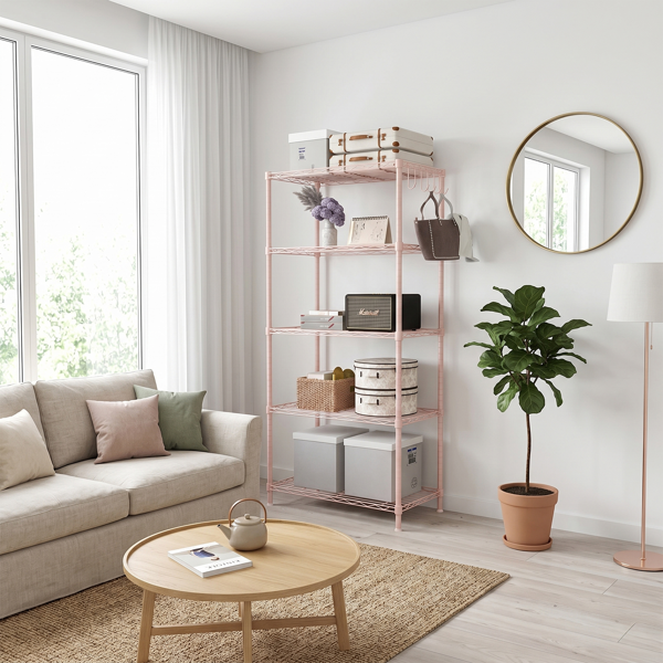 5-Tier Adjustable Iron Display Rack - High-Gloss Finish, 150cm