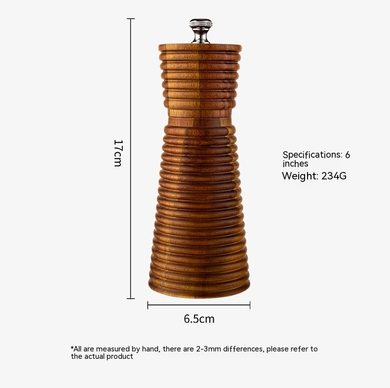 Manual Pepper Grinder 6-Inch Ceramic Spice Mill for Freshly Ground Pepper & Seeds