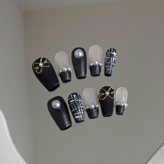 Detachable Pearl Nail Art Stickers Kit - Retro Style for Ladies, Multiple Sizes & Colors