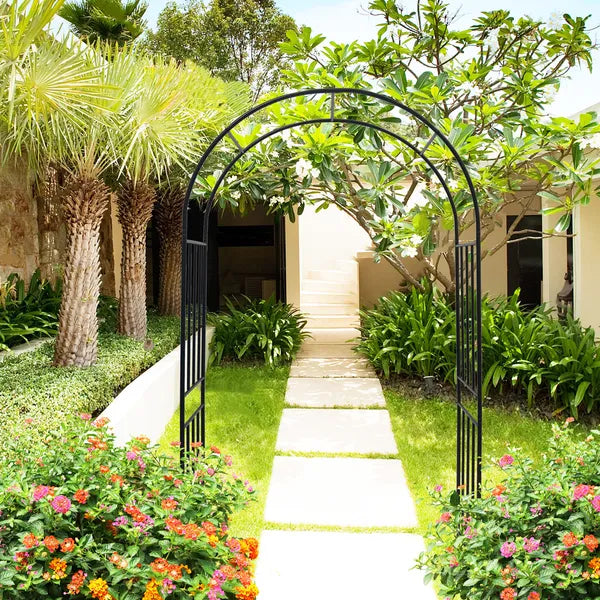 Metal Garden Arch for Climbing Plants - Black 85.82" Height