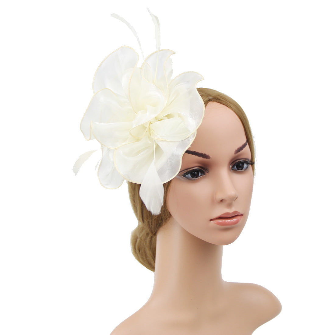 Organza Top Hat Headwear Feather Hair Band Unisex Costume Accessory