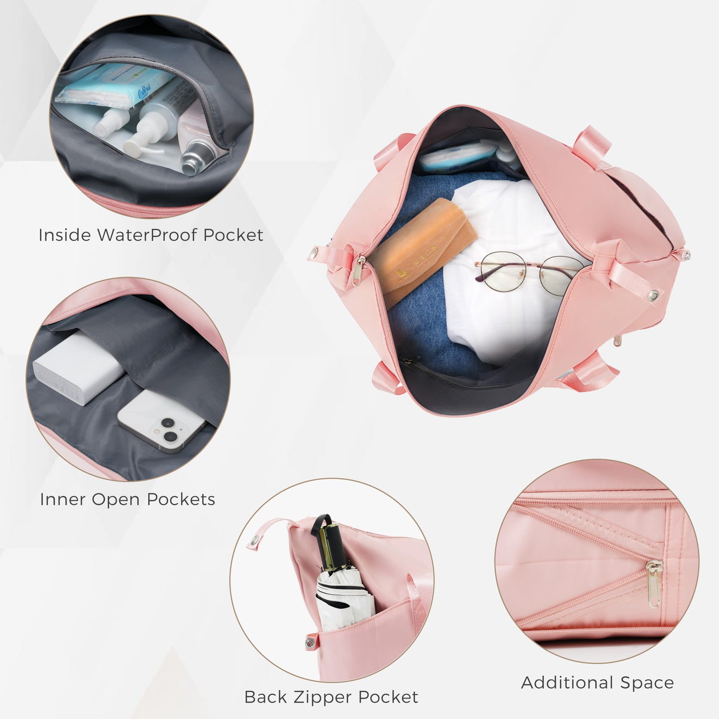 6-Piece Hardside Luggage Set with TSA Lock - Pink