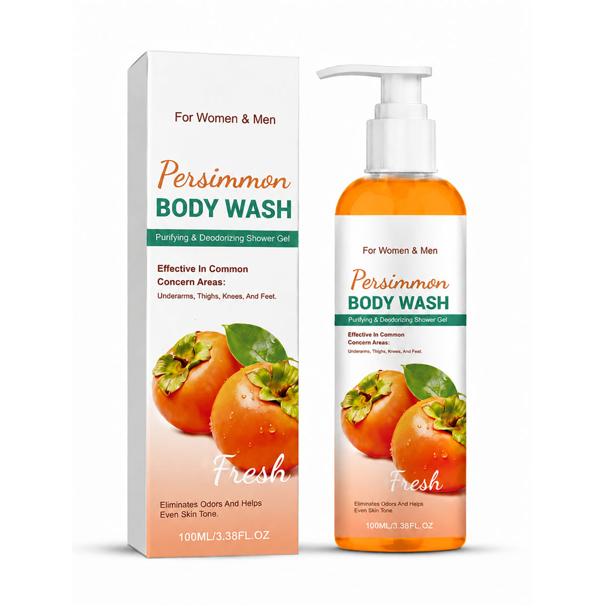 Persimmon Refreshing Shower Gel - 100ml Natural Body Wash for Skin Hydration