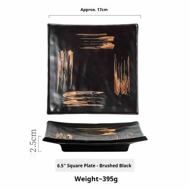 Ceramic Snack Dish 6.5-inch Square Home Kitchen Storage - Black & White