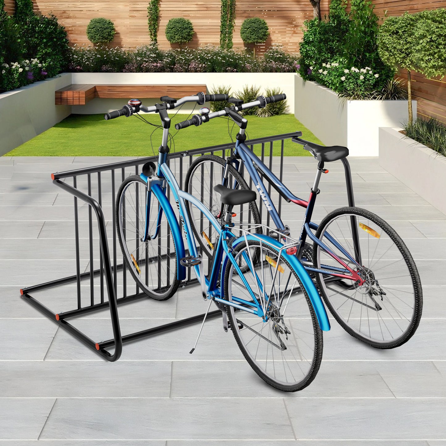 10 - Bike Floor Rack, Easy Assembly Modern Metal Double Sided