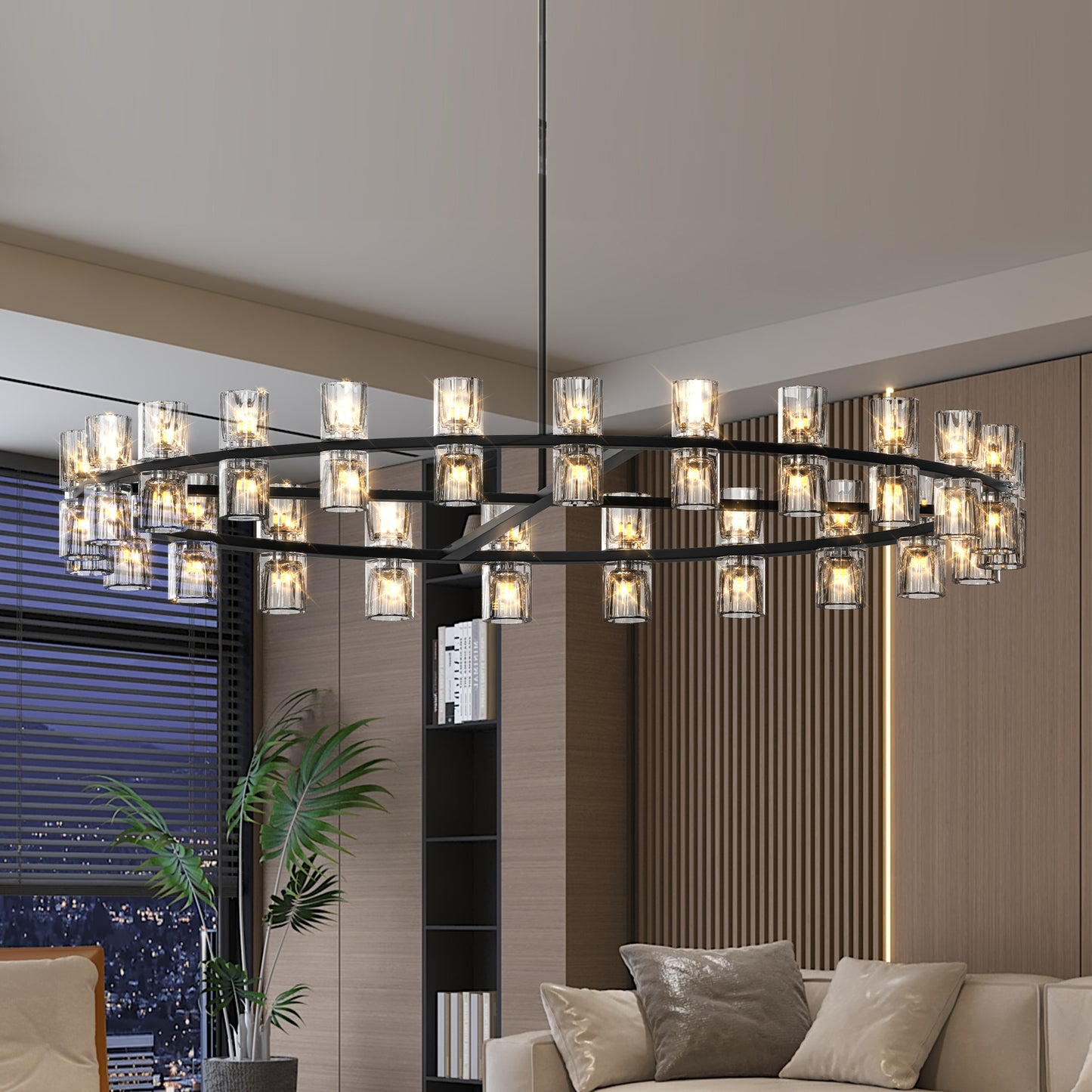 48-Inch Luxury Crystal Chandelier - Modern LED Lighting for Home Decor