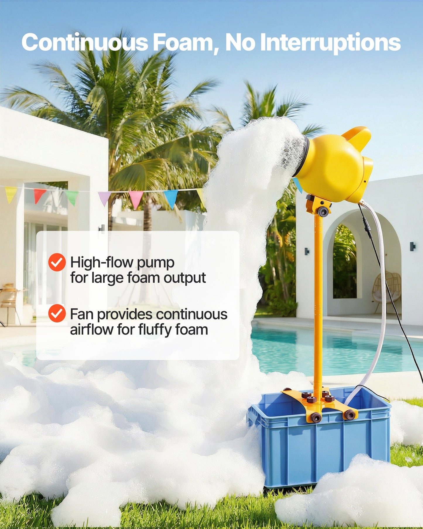 Adjustable Foam Cannon for Parties - Bubble Maker with 37QT Water Tank, Vertical Design