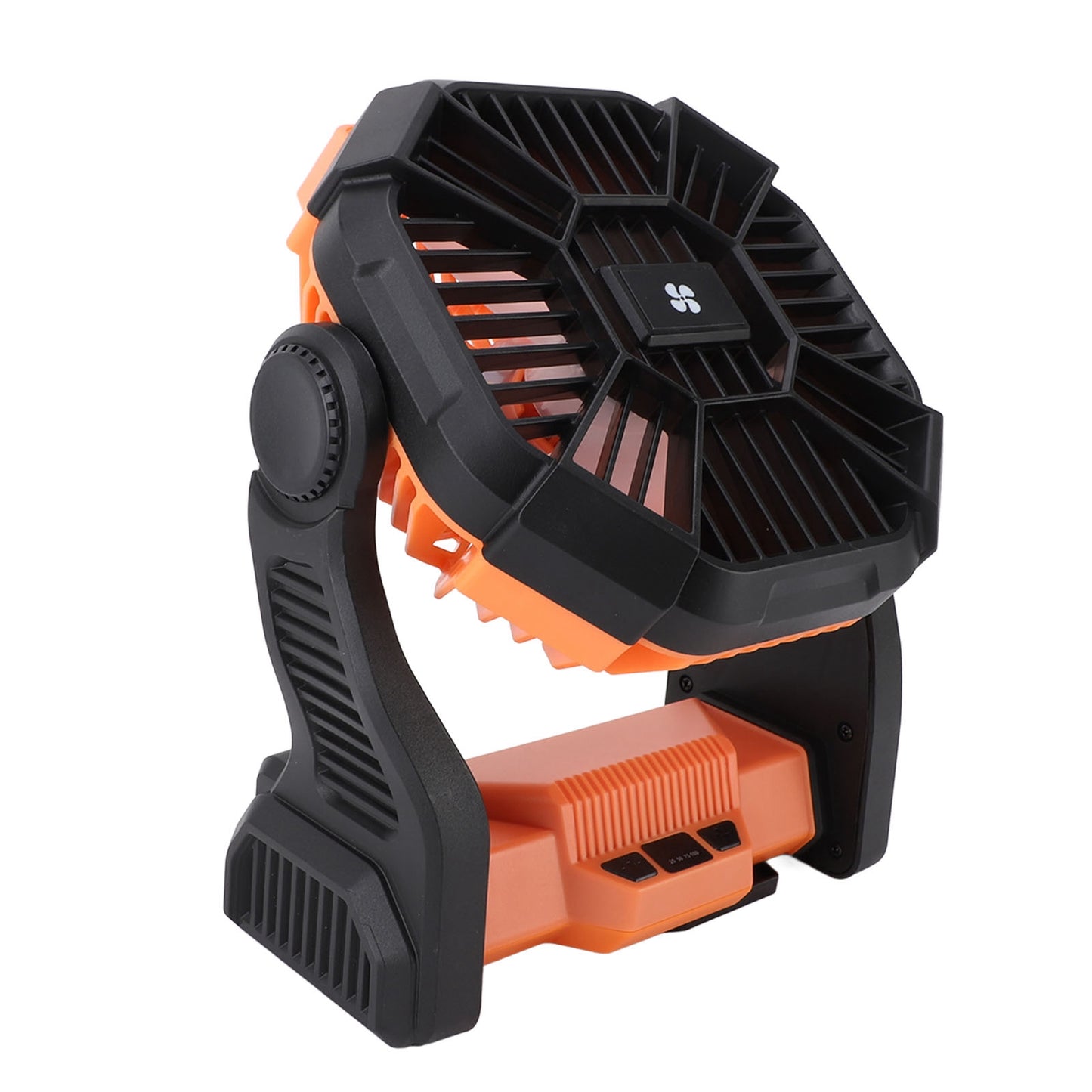 Outdoor Camping Fan with LED Lantern - Rechargeable Tent Fan USB Power Bank Orange