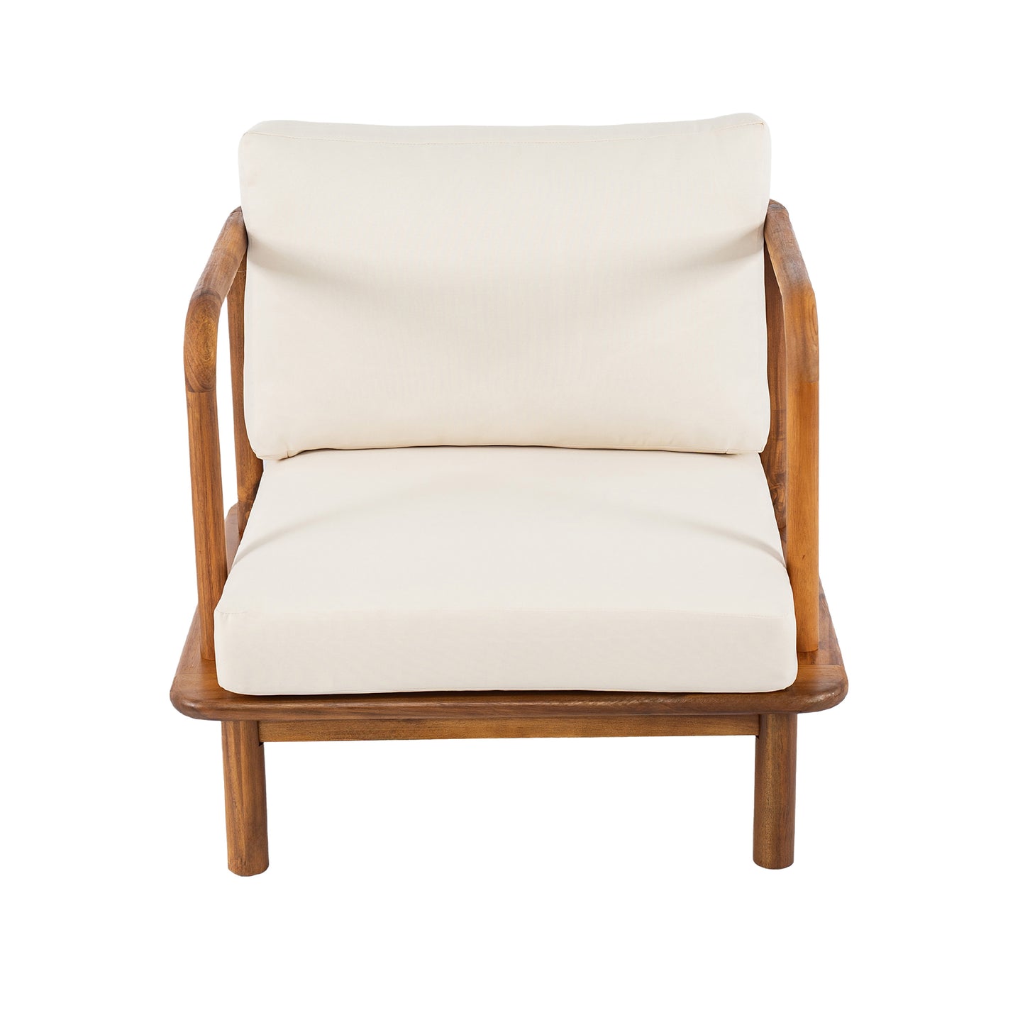 Acacia Wood Club Chairs with Cream Cushions - Set of 2