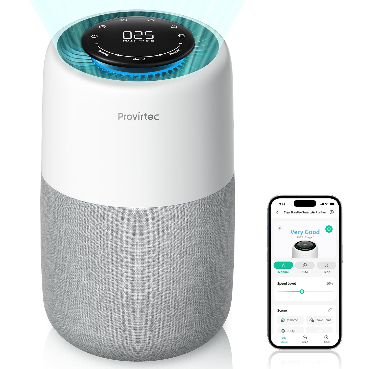 Home Air Purifier for Allergies Pets Smoke Odors 856 sq.ft. White