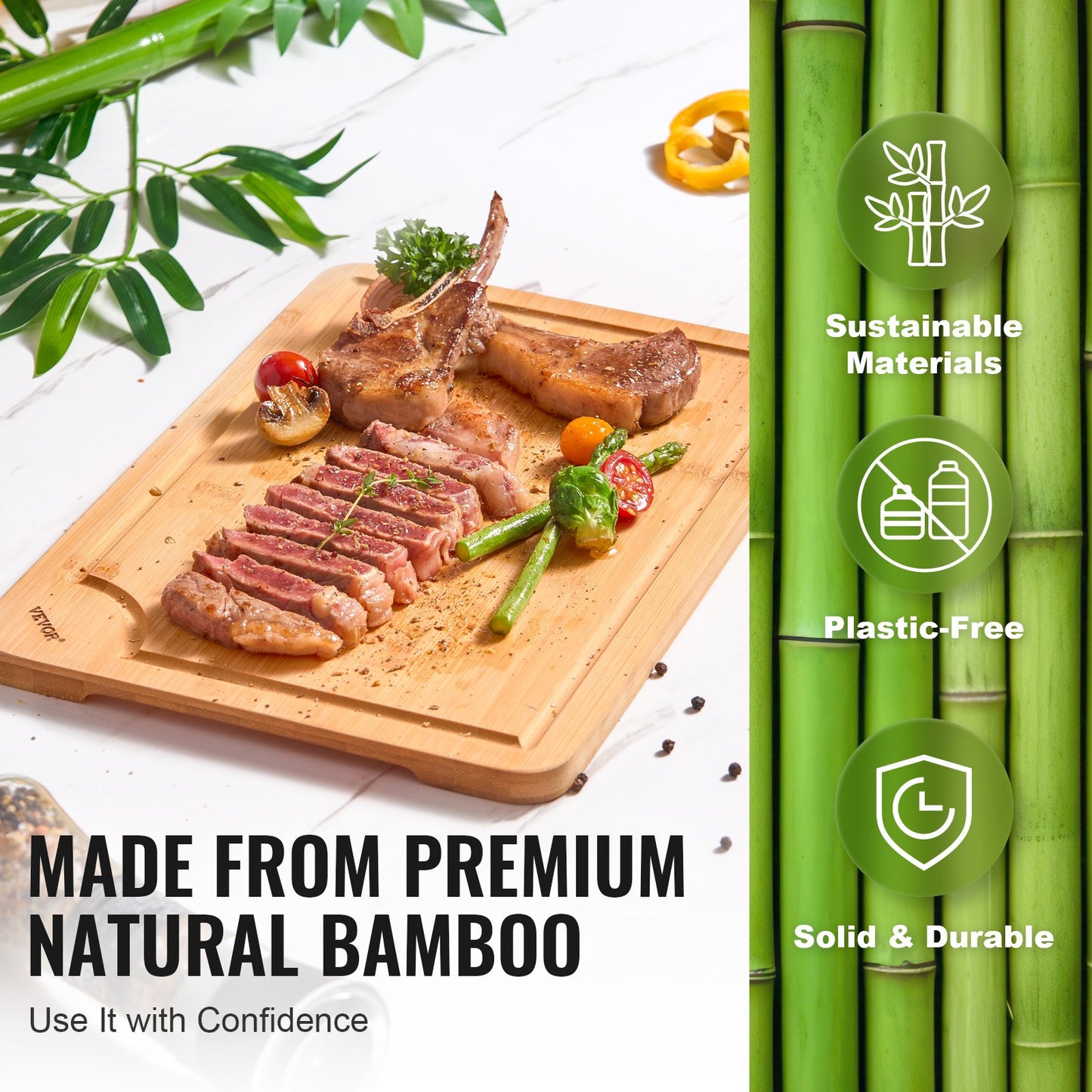 Bamboo Cutting Board Set - 3 Sizes for Versatile Food Prep