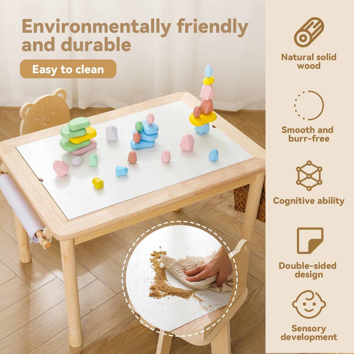 Solid Wood Children's Sensory Play Table - Pine Kids Activity Table