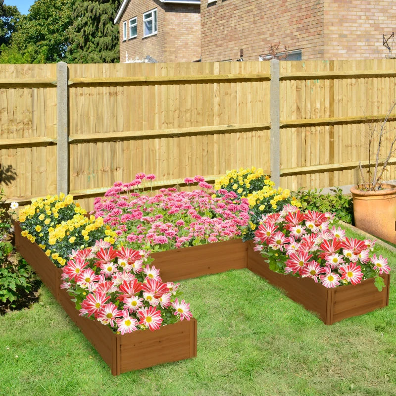 Large Wooden Raised Garden Bed Set of 5 - Outdoor Planters for Vegetables Flowers Herbs, 7.5x7.5x1 ft