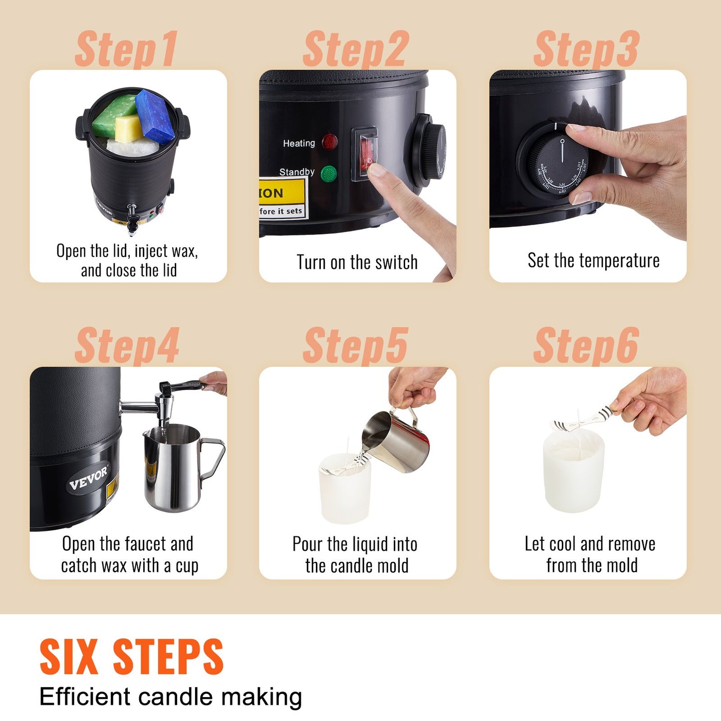 Electric Wax Melter for Candle Making - 6.5L Pot with Temperature Control