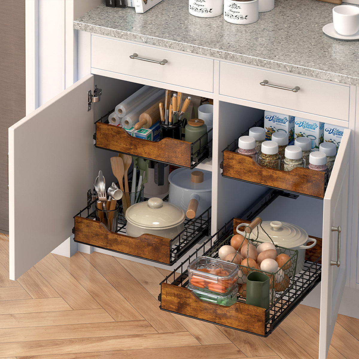 Multi-Purpose Household Storage Basket Drawer - Black Home Organization